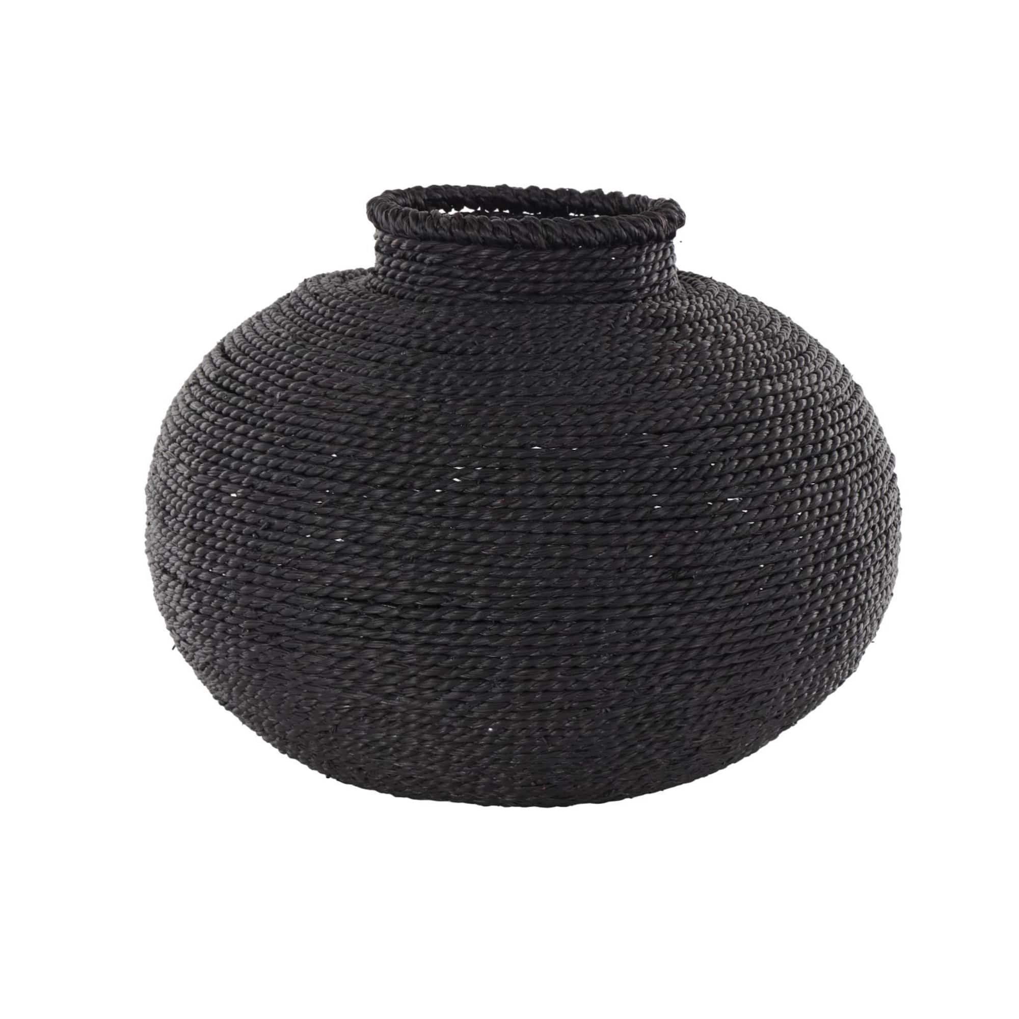 15" Black Metal Handmade Wrapped Vase